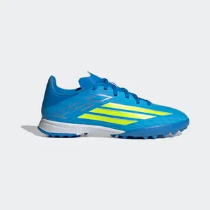 adidas F50 League Turf Football Shoes Kids “Lucid Ray Blue / Team Solar Yellow 2 / Lucid Aquamarine” (JR9017)