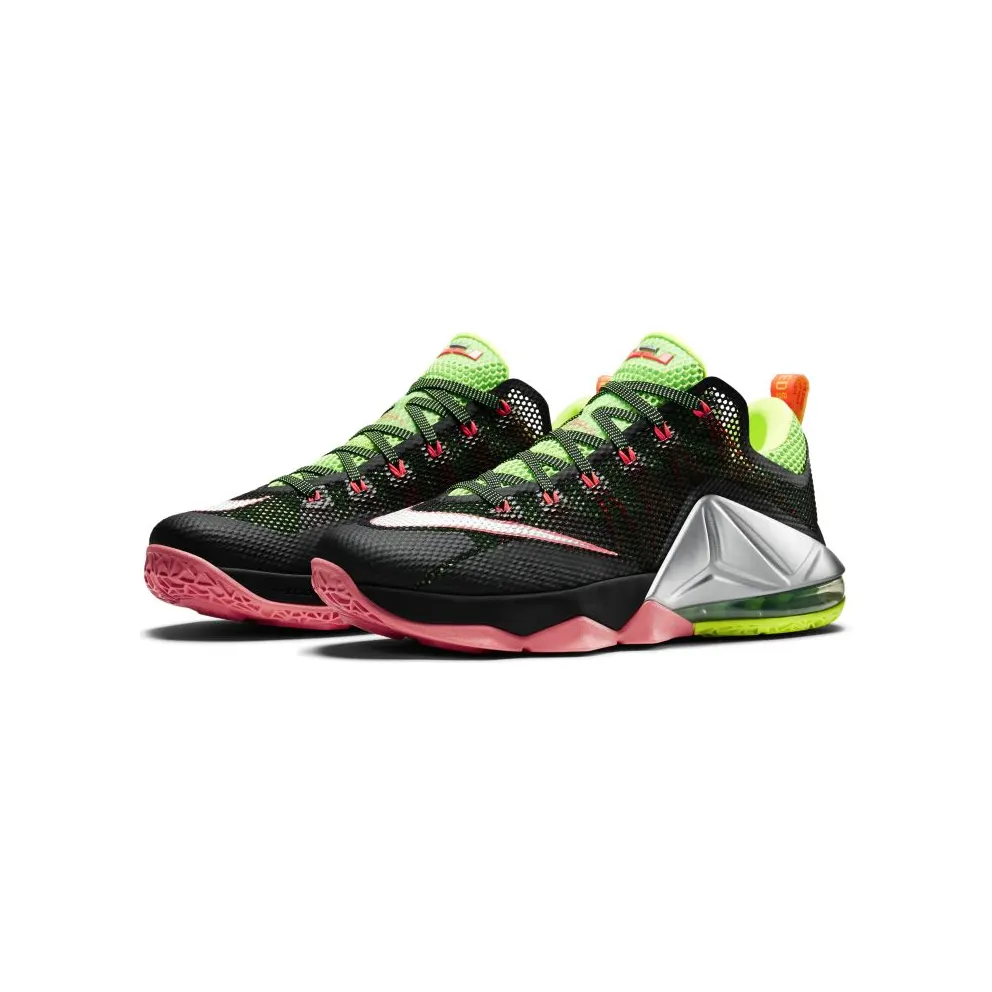 Nike LeBron 12 Low Remix Black/Metallic Silver-Green Strike-Volt-Hot Lava (724557-003)