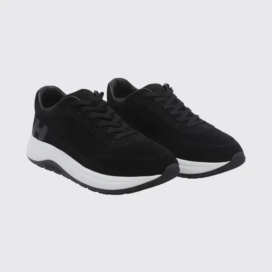 Hogan Hi-Light Suede Calfskin Leather Sneakers with Tone-on-Tone H Logo Black (HXM7190GH50VGGB999)