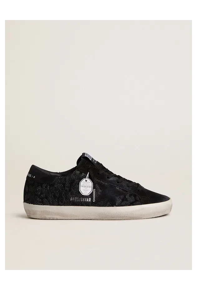 Golden Goose Super-Star In Black Pony Skin With Black Swarovski Crystals And Black Suede Star (GWF00101.F007847.90100)