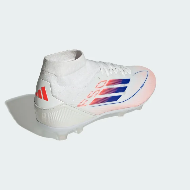 adidas F50 League Mid-Cut Firm/Multi-Ground Cloud White Lucid Blue Solar Red (ID9190)