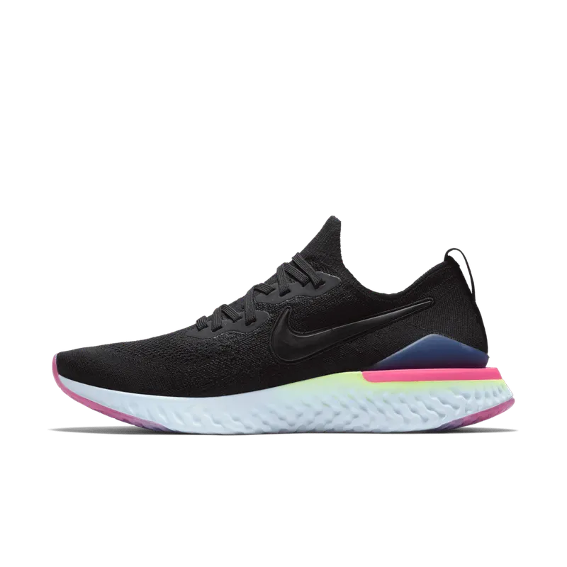 Nike Epic React Flyknit 2 Black Sapphire Hyper Pink Black/Black-Sapphire-Lime Blast-Hyper Pink-Blue Tint (BQ8928-003)