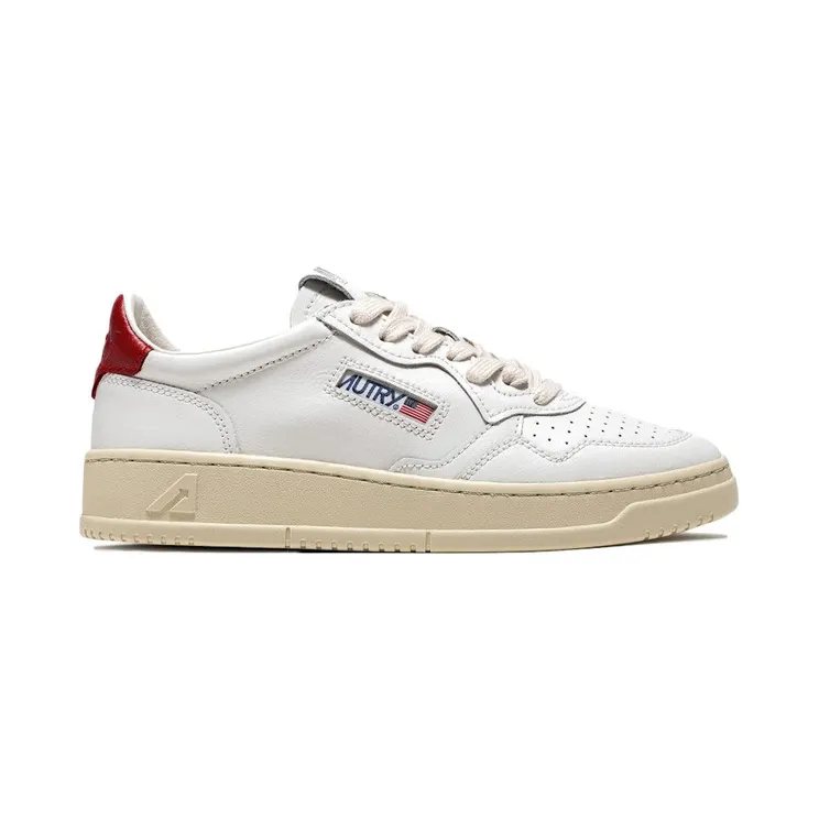Autry Medalist Leather Low White Red (AULW-LL21)