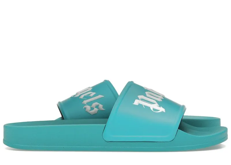 Palm Angels Logo Pool Slides Light Blue (PMIC001S23PLA0014001)