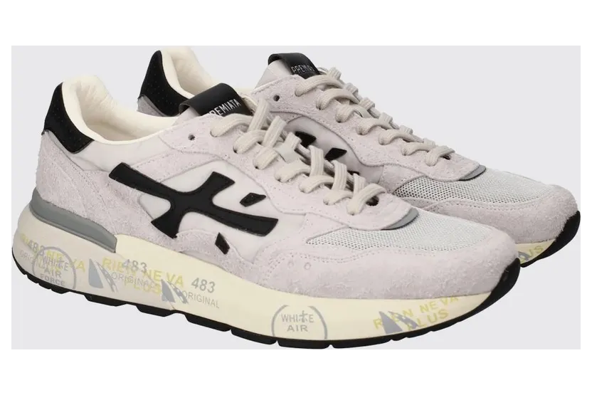 Premiata Mick Used Suede and Mesh Sneakers White (MICK018236)