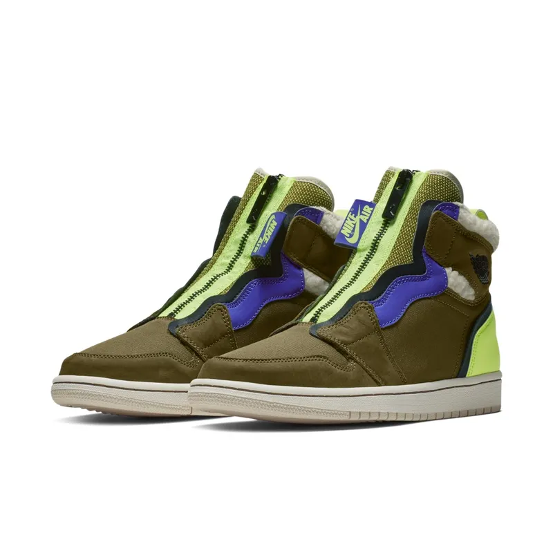 Jordan 1 Retro High Zip Utility Pack (W) Olive Flak/Black-Volt Glow-Beach (AV3723-300)