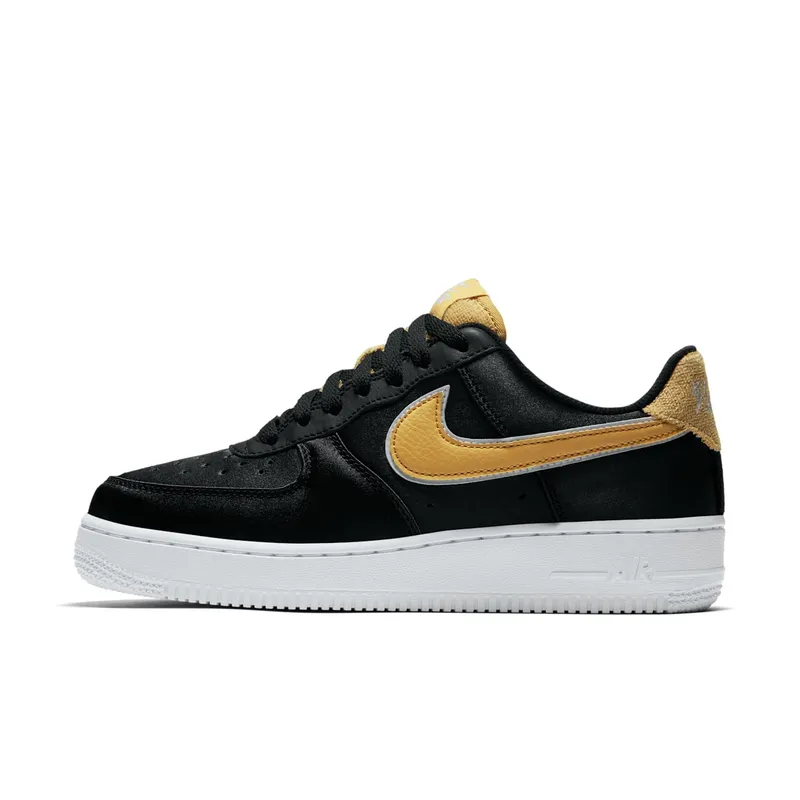 Nike Air Force 1 Low Satin Black Wheat Gold (W) Black/Wheat Gold (AA0287-005)