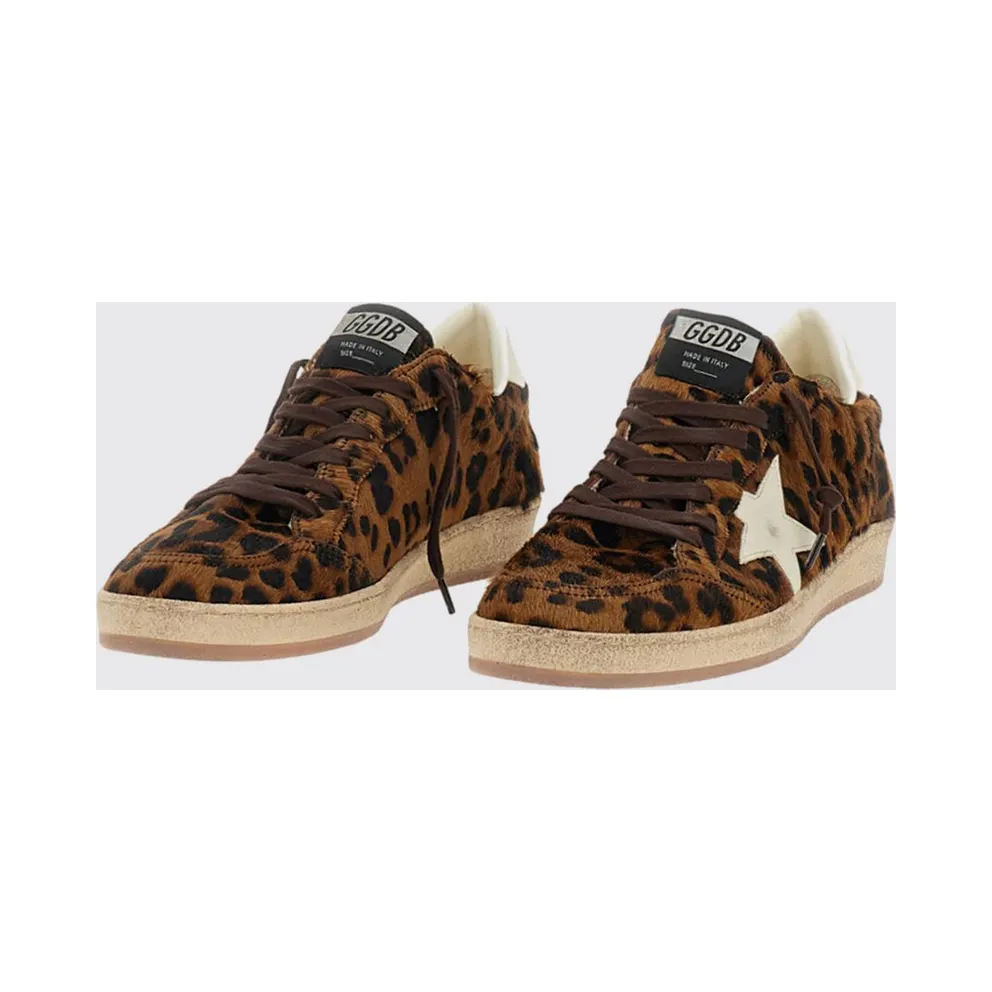 Golden goose Ball Star Distressed Animal-Print Pony Hair Brown (GMF00117F00870355655)