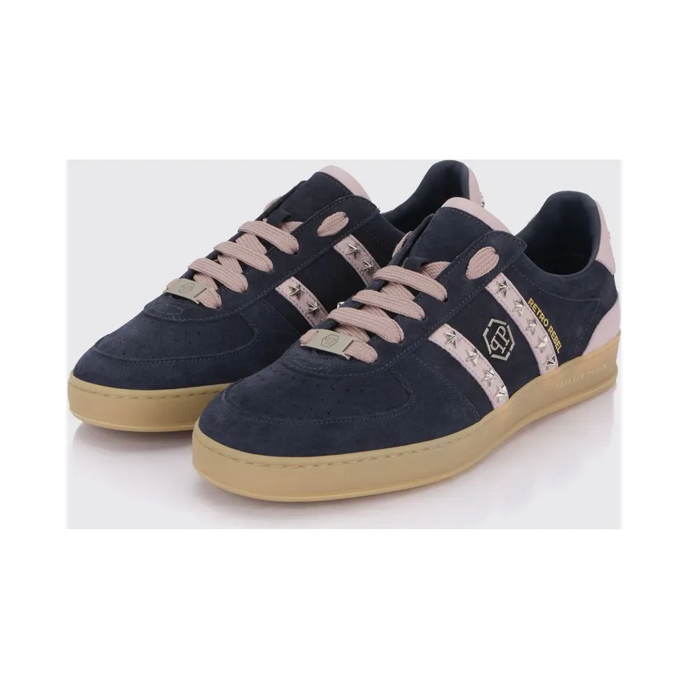 Philipp plein Retro Rebel Suede Sneakers with Applied Stars Blue (SAFSUSC0911PLE009N14)