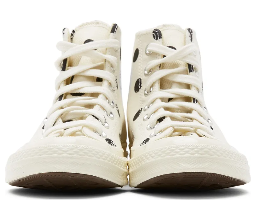 Comme des Garçons Play White Converse Edition Polka Dot Heart Chuck 70 High Sneakers (K115) (2)
