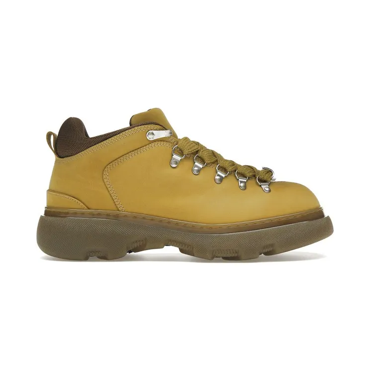 Burberry Lace Up Leather Ankle Boot Mustard Yellow (8074577)