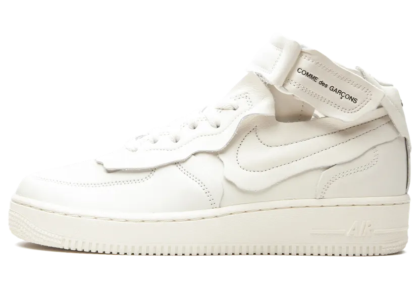 Nike Comme des Garcons x Air Force 1 Mid Triple White White/White/White (DC3601-100)