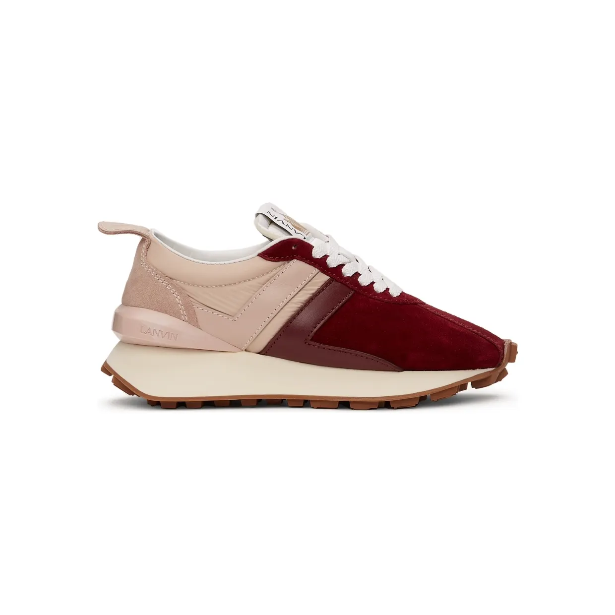 Lanvin Burgundy & Pink Suede Bumpr Sneakers (FW-SKBRUC-SUNY-H21)