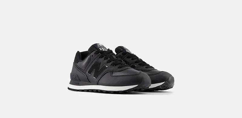 New Balance 574 Black Leather White Midsole (WL574IB2)