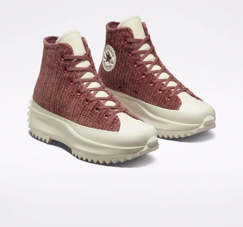 Converse Run Star Hike Platform Striped Knit Dark Wine/saddle/egret