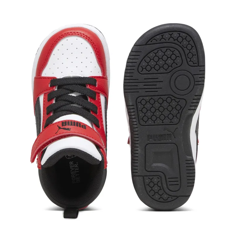 Puma Rebound V6 Mid “Puma White / Puma Black / For All Time Red” (396542_03)