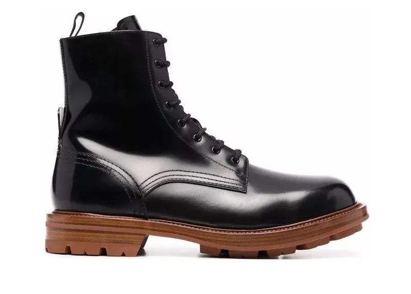 Alexander McQueen Leather Boots Black Brown (683569WHZ8J1452)