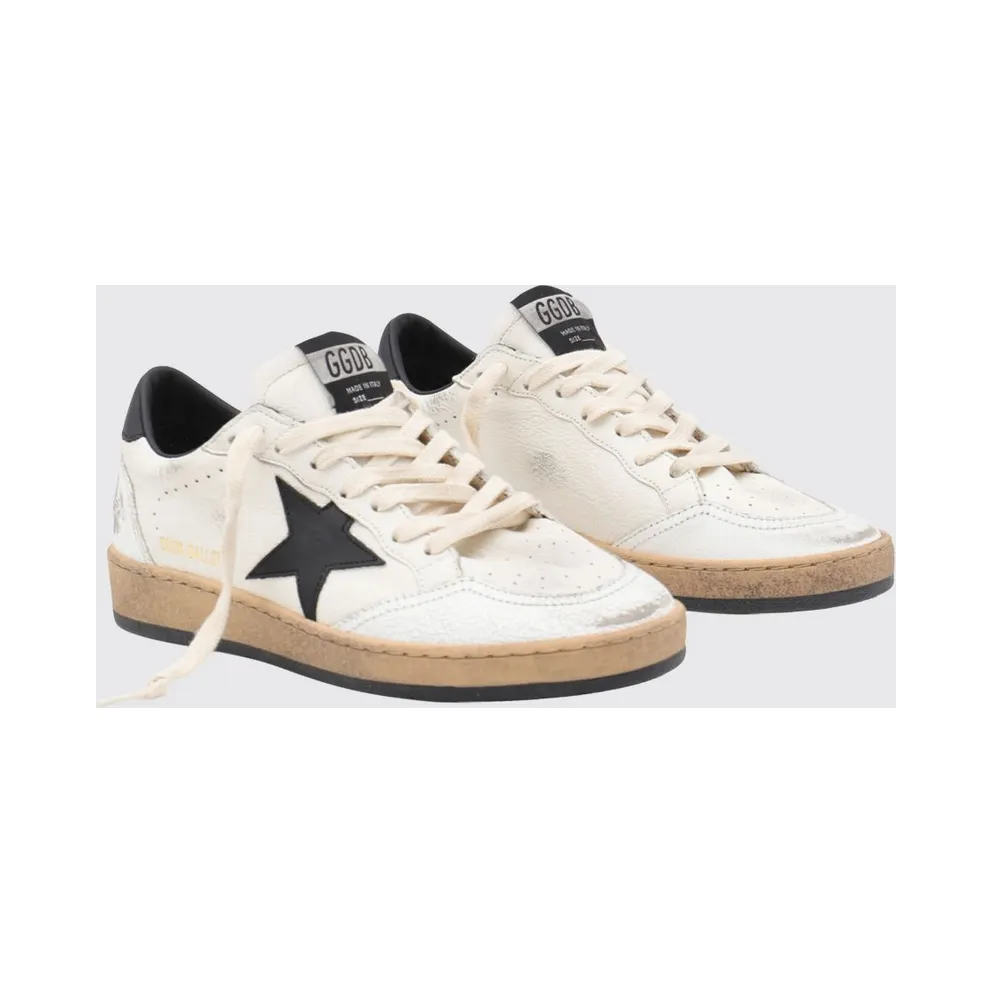 Golden goose Ball Star Crackle Leather Low-Top Sneakers with Distressed Effect White (GWF00117F00377110283)