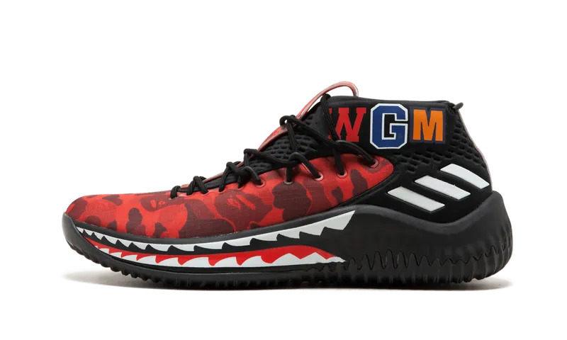 Adidas DAME4 Bape “Red Shark ABC Camo” (AP9976)