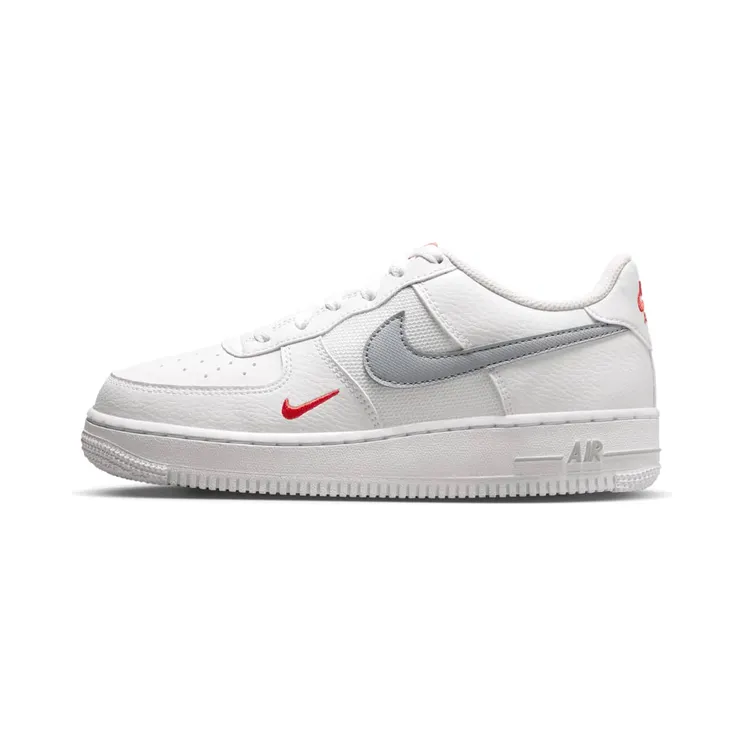 Nike Air Force 1 Low White Wolf Grey Crimson Mini Swoosh (FD9772-100)
