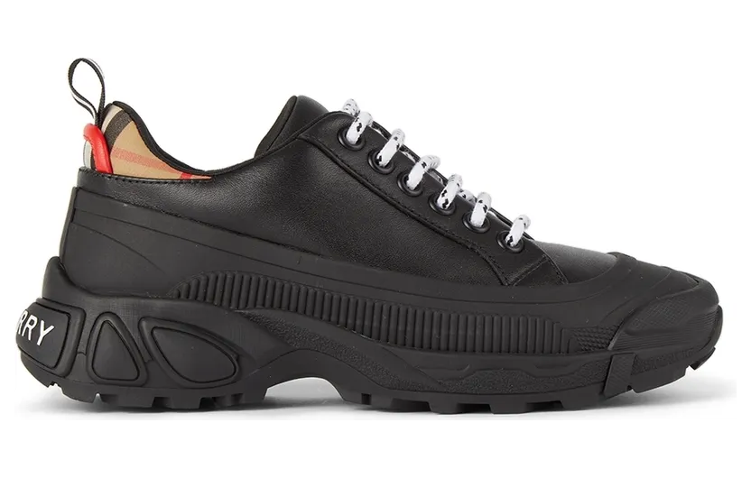 Burberry Kids Black Leather Vintage Check Sneakers (8043652)