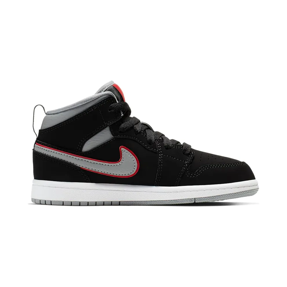 Jordan 1 Mid Black Particle Grey Gym Red (PS) Black/Particle Grey-White-Gym Red (640734-060)