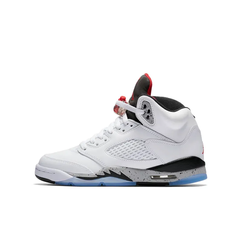 Jordan 5 Retro White Cement (GS) White/University Red-Black-Matte Silver (440888-104)