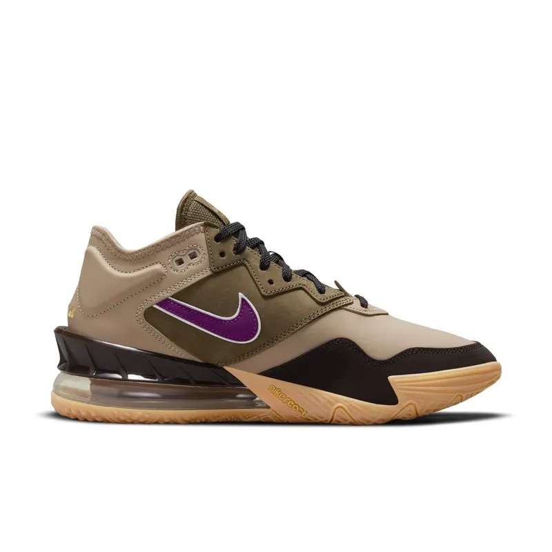 LeBron 18 Low atmos Viotech – “Khaki / Viotech / Dark Mocha / Metallic Gold” (CW3153-200)