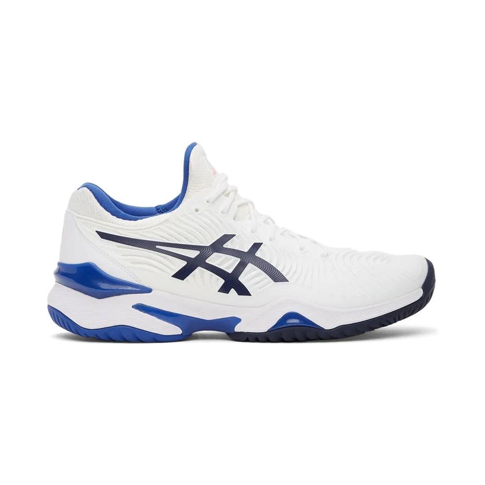 Asics White & Blue Court FF2 Sneakers (1042A076-103)