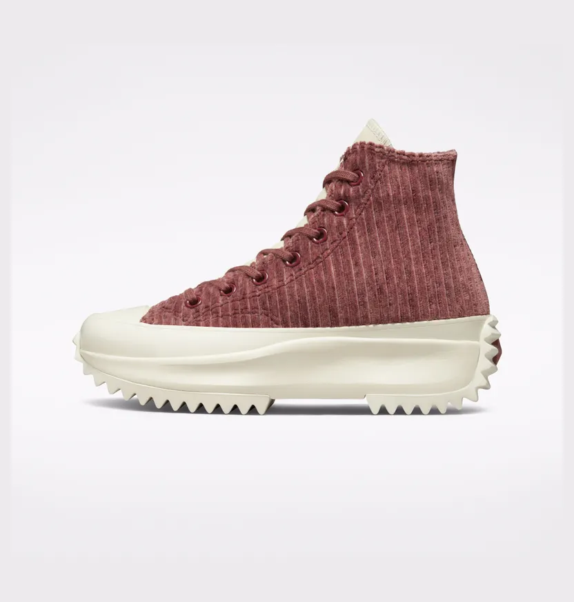 Converse Run Star Hike Platform Striped Knit Dark Wine/saddle/egret