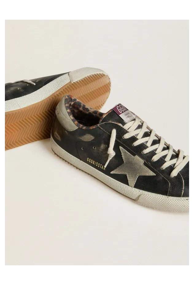 Golden Goose Super-Star In Black Leather With Gray Suede Star And Heel Tab (GMF01003.F007854.90508) (3)