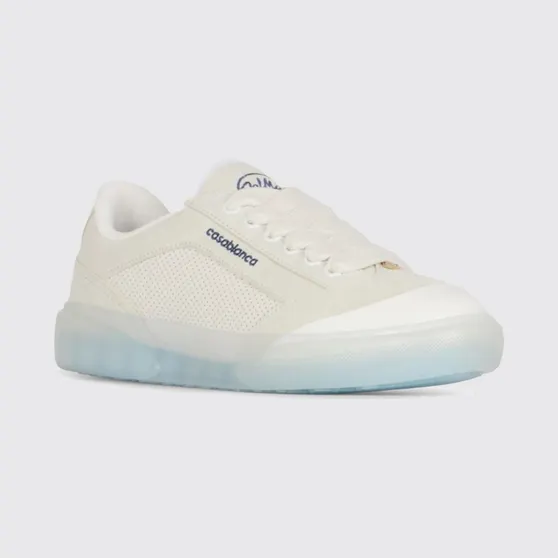 Casablanca Low Top Sneakers in Suede and Smooth Leather with Perforated Details White (ASS26SNK0258M)