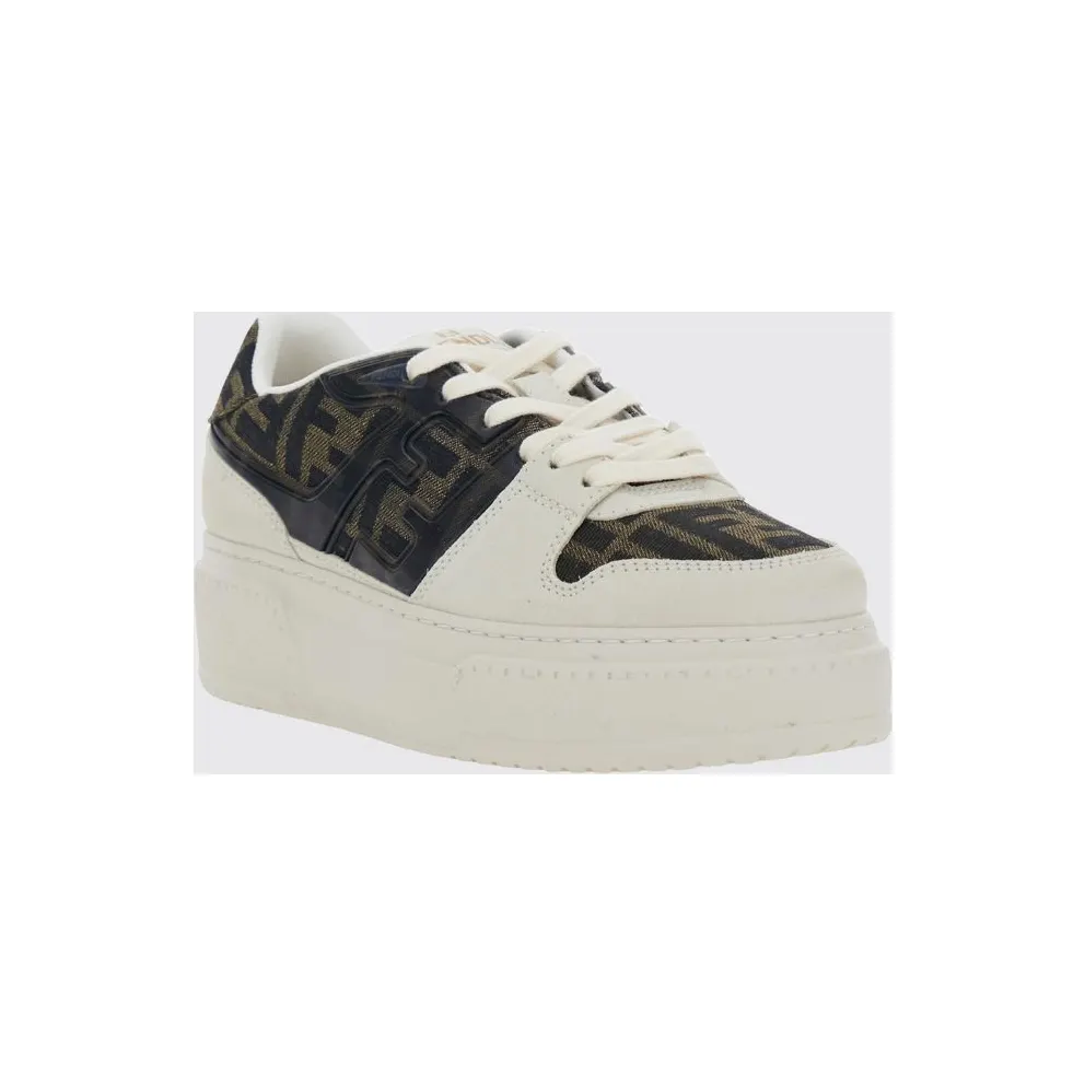 Fendi Match Platform Sneakers in FF Monogram Jacquard Fabric White (8E8572AQ6IF1PYW)
