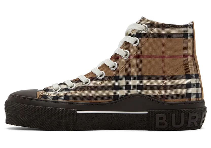 Burberry Brown Vintage Check High-Top Sneakers (8055661) (3)