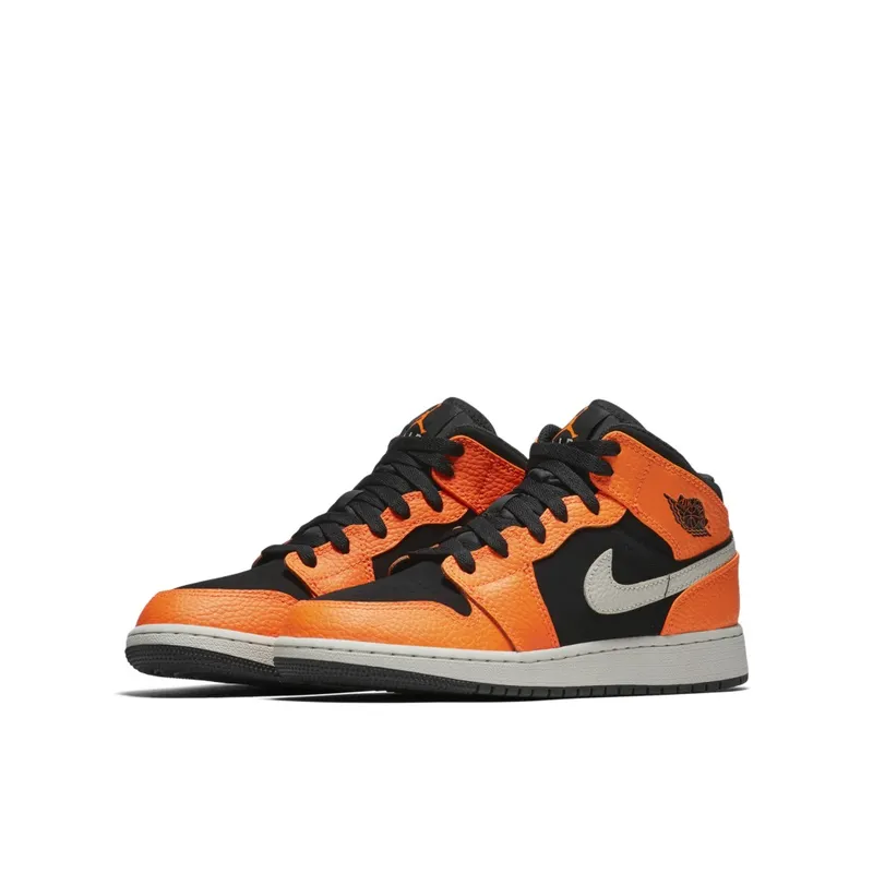 Jordan 1 Mid Black Cone (GS) Black/Cone-Light Bone (554725-062)