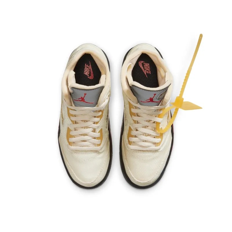 Jordan 5 Retro OFF-WHITE Sail (PS) Sail/Fire Red-Muslin-Black (CV4827-100)