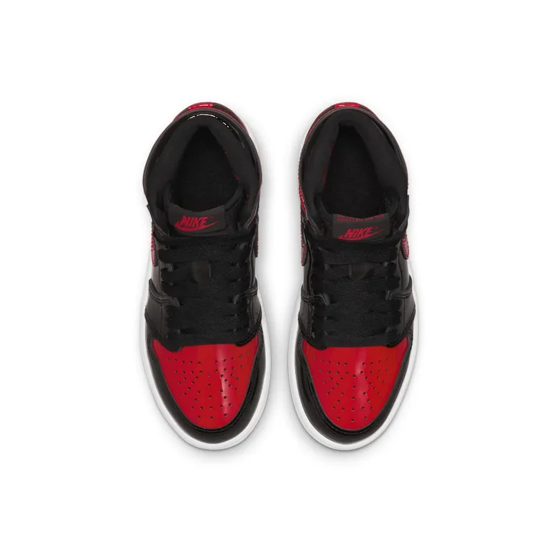 Air Jordan 1 Retro High OG Patent Bred (PS) – “Black / White-varsity Red” (AQ2664-063)