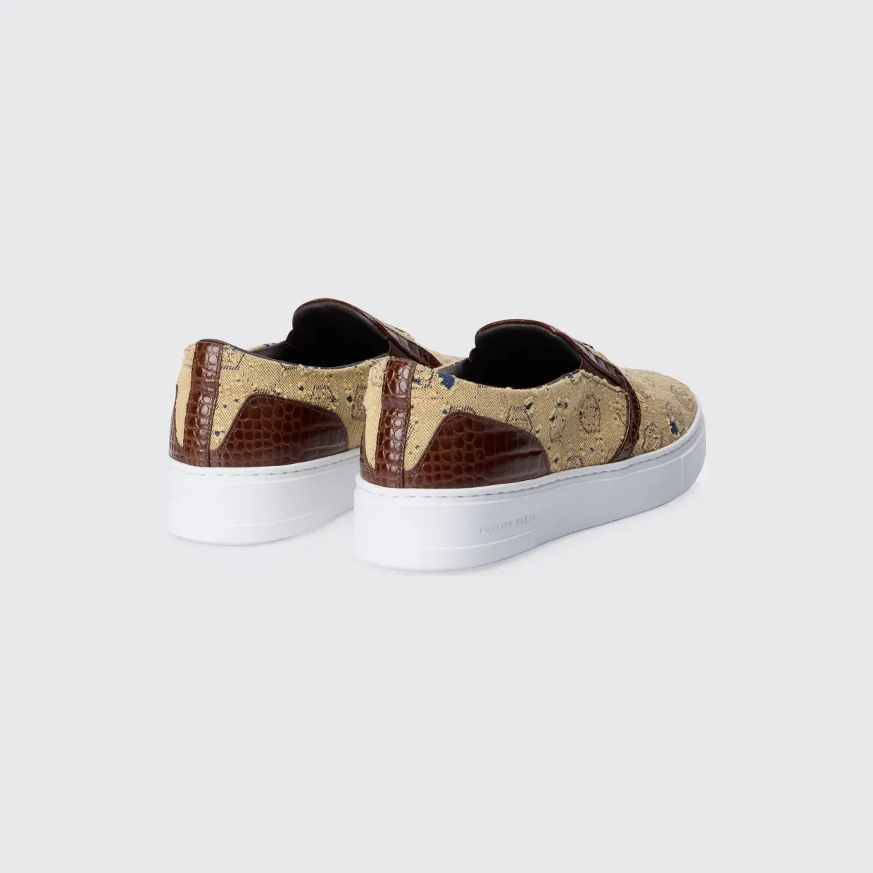 Philipp plein Canvas Sneakers with Hexagon Jacquard Brown (SAFSUSC0919PDE037C04) (2)