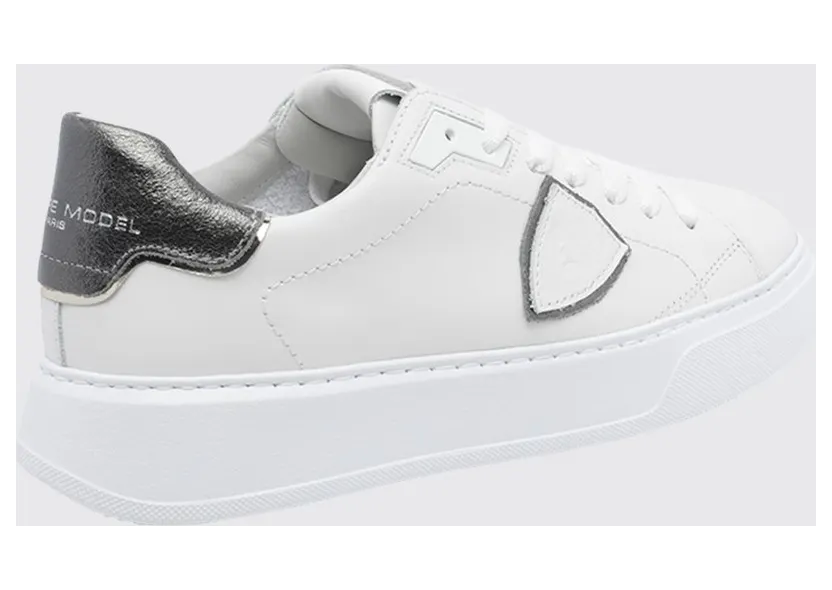 Philippe Model Temple Smooth Calfskin Low-Top Sneakers with Bicolor Design White (BTLDVM06) (2)