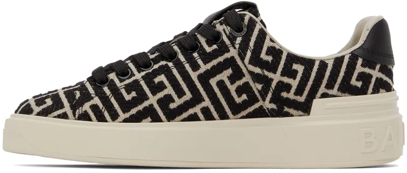 Balmain Beige & Black Jacquard B Court (YN1VI690TJCM)