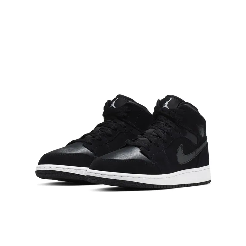 Jordan 1 Mid White Black Grey (GS) Black/Grey (BQ6931-012)