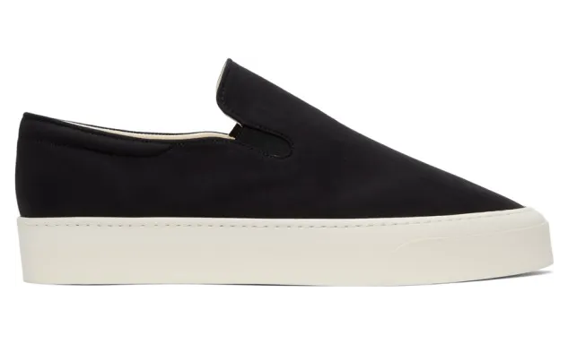 The Row Black and Off-White Dean Slip-On Sneakers (F2008-V20)