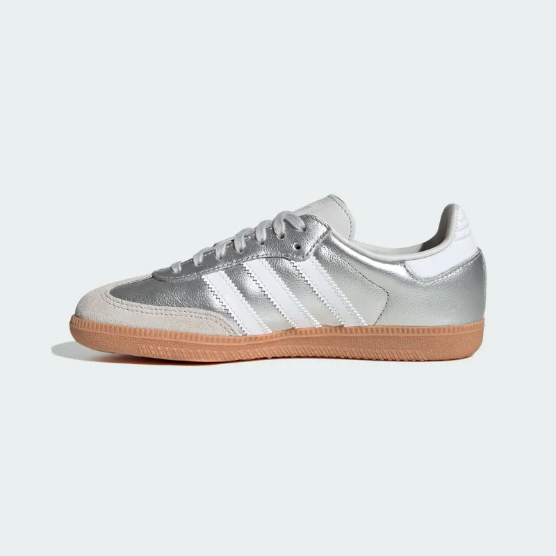 Adidas SAMBA OG Shoes Silver Metallic / Cloud White / Gum (KK2327)