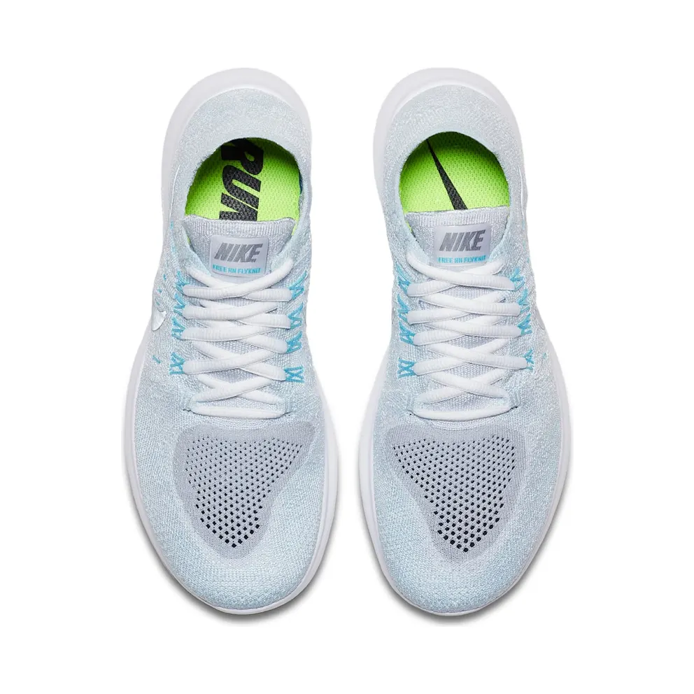Nike Free Run Flyknit 2017 Pure Platinum Glacier Blue (W) Pure Platinum/Glacier Blue-Blue Fury-Metallic Silver (880844-012)