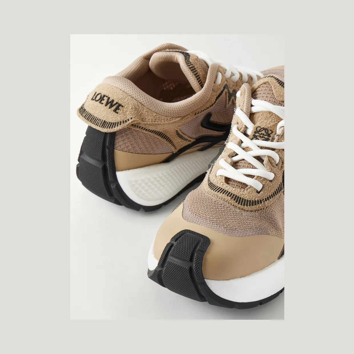 Loewe Pogo Rubber-Trimmed Mesh Sneakers Beige (M816282XCC) (5)