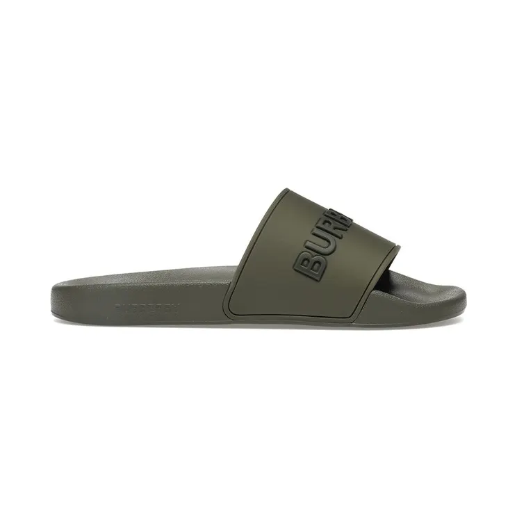 Burberry Embossed Logo Slides Dark Fern Green Black (8052730)