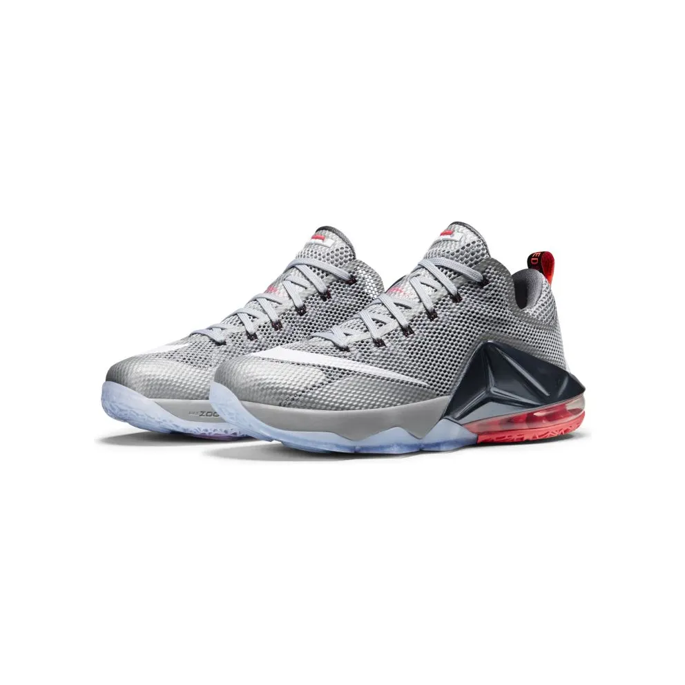 Nike LeBron 12 Low Earned Wolf Grey/White-Dark Grey-Hot Lava (724557-014)