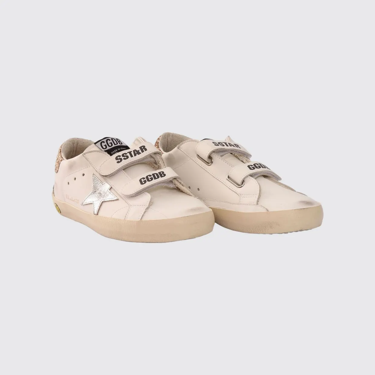Golden goose Boy’s Old School Leather Sneakers with Hook-and-Loop Fastening White (GYF00177F00804110593)