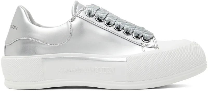 Alexander McQueen Silver Deck Plimsoll Sneakers (697122W4SL3)