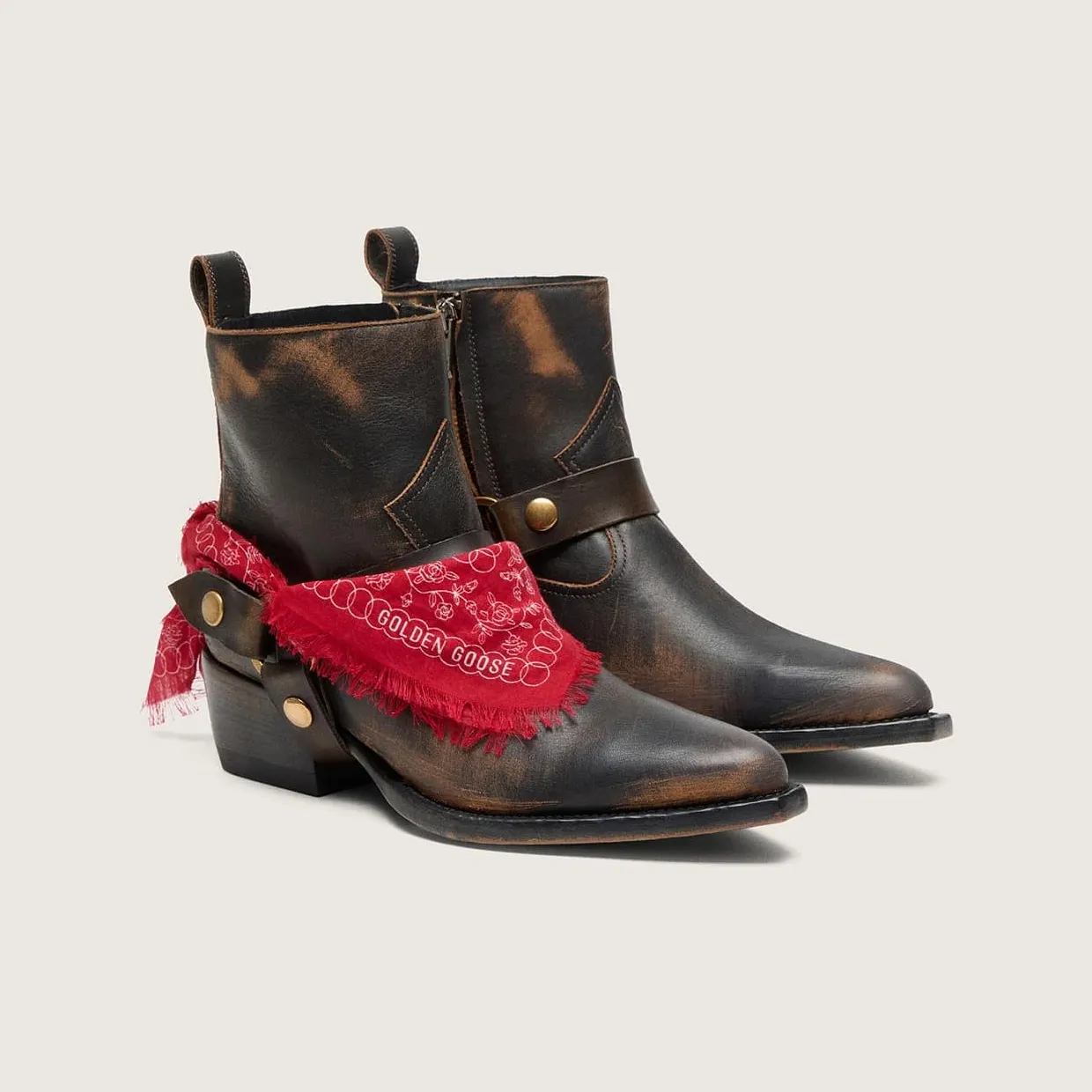 Golden Goose Debbie Boots In Black Leather With Removable Buckle And Bandana (GWF00545.F008800.90541) (2)
